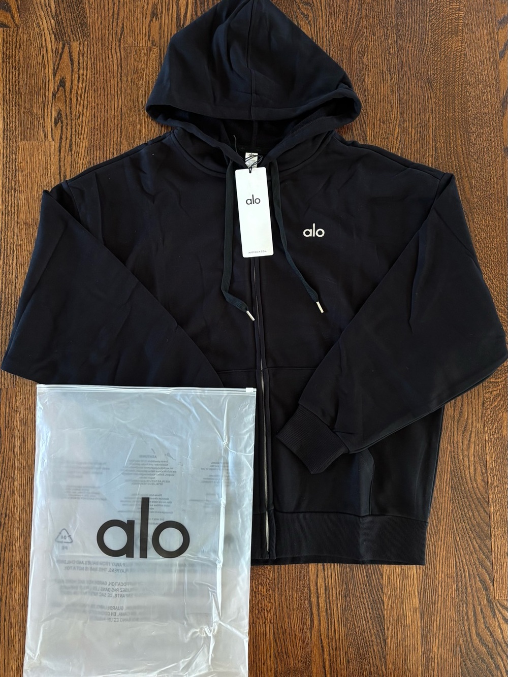 Alo Black Zip-Up Hoodie